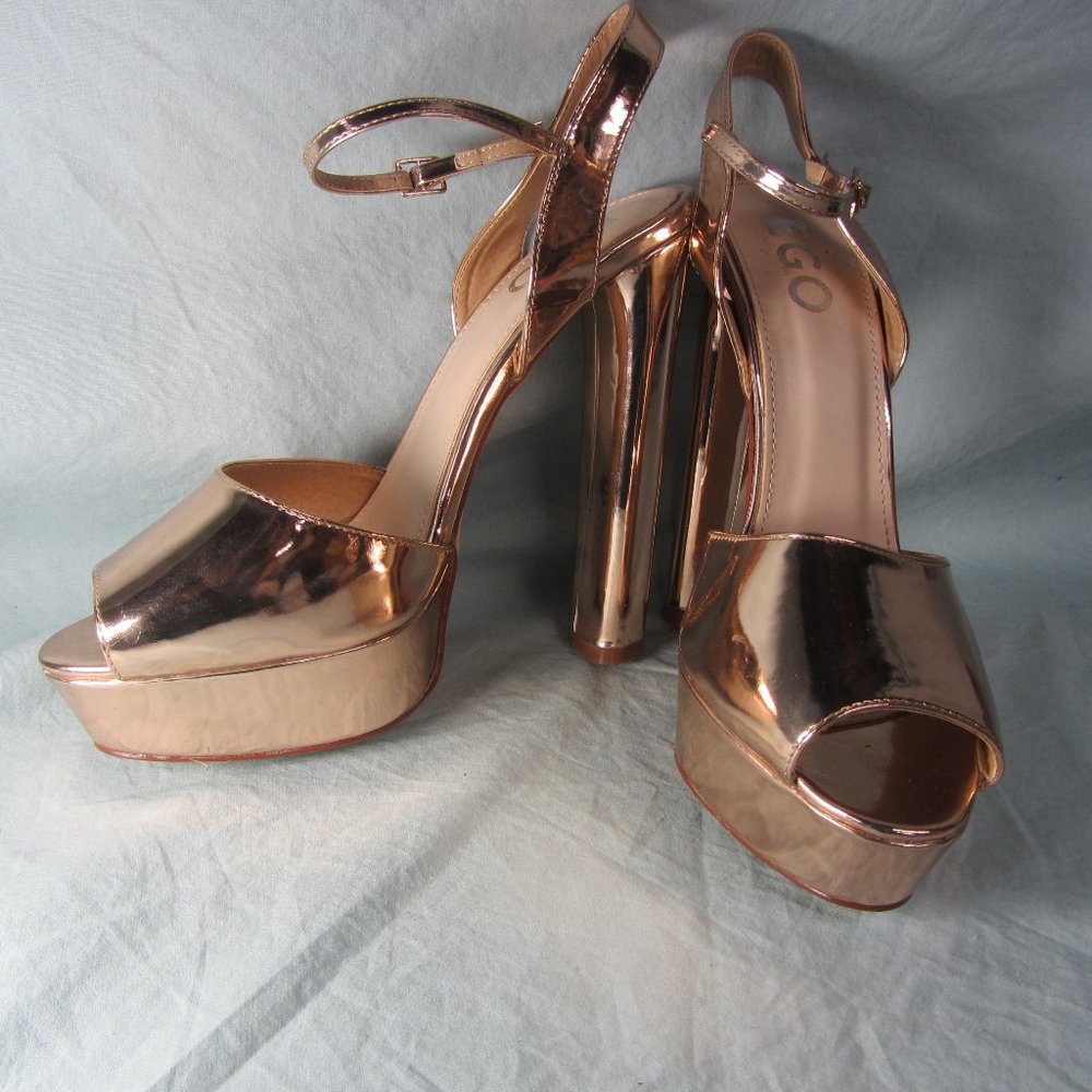 Ego platform high heels rose gold size 7 (w2294)